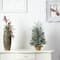 2ft. Pre-Lit Winter Frosted Artificial Christmas Tree in Burlap Base, Warm White LED Lights